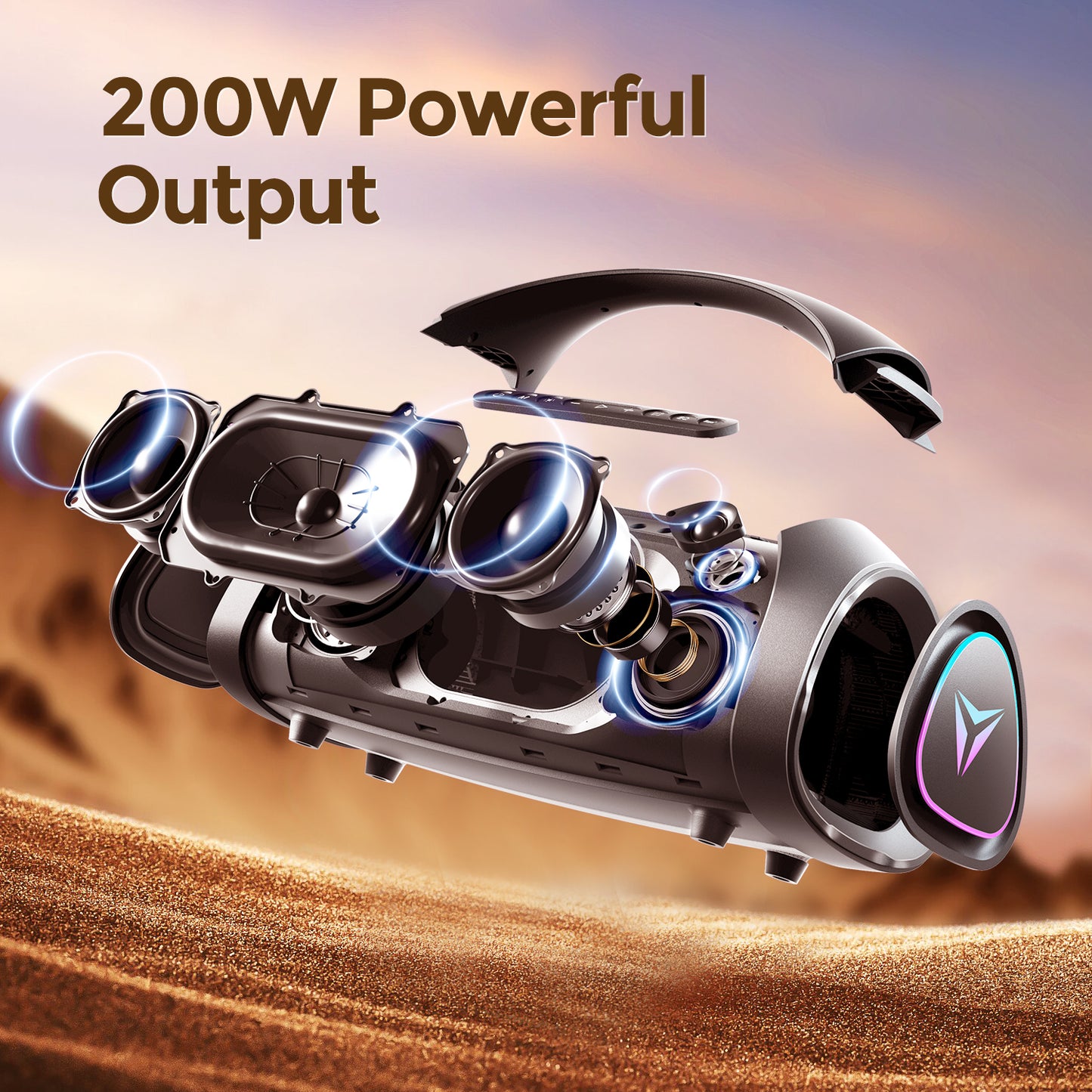YEAHBOX Sonsic Boom MAX Bluetooth Speaker with Triple Frequency Subwoofer - Ultra Heavy Bass Desktop and Outdoor High-End One-Button BASS Audio System